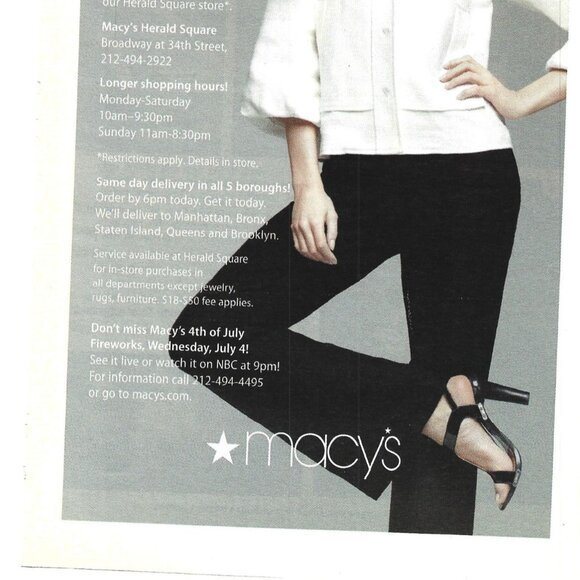 Macy's VIP Treatment Herald Square Broadway New York City Fashion 2000s Print Ad - Picture 3 of 4